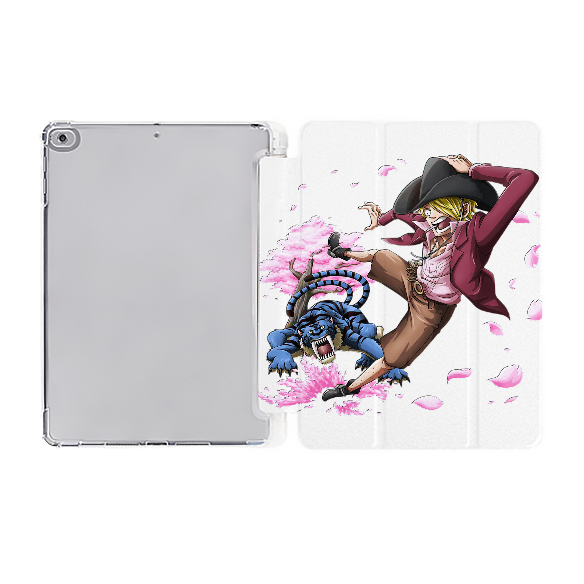 （画像用） ワンピース サンジ ONE PIECE Sanji IPad ケース ペン収納付き 三つ折りスタンド PUレザー×シリコン 対応機種9.5/10.5/10.9インチ